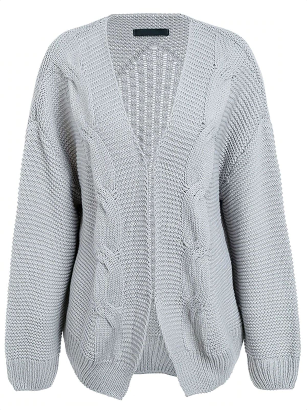 Womens Fall Twist Knitted Casual Cardigan - Womens Fall Outerwear