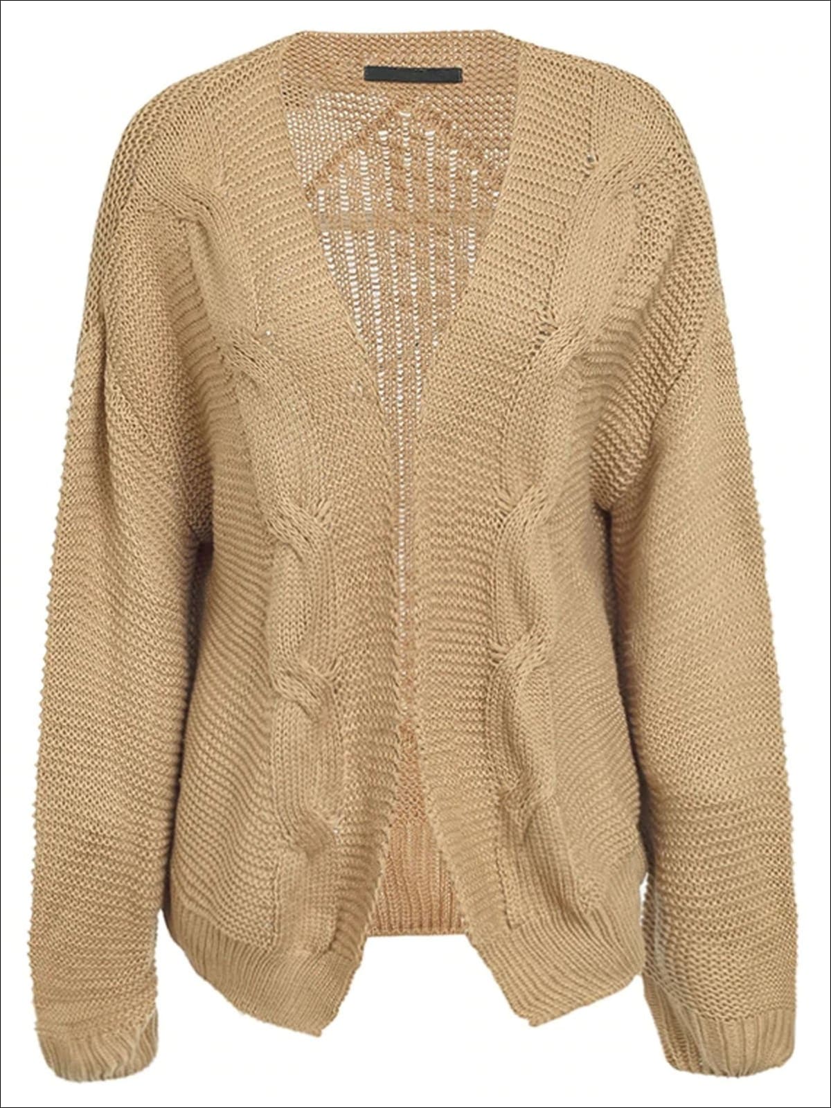 Womens Fall Twist Knitted Casual Cardigan - Womens Fall Outerwear