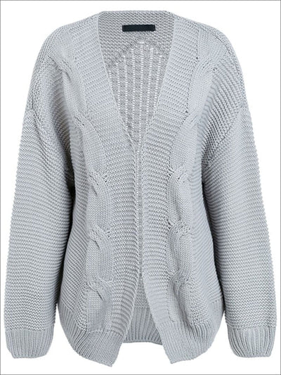 Womens Fall Twist Knitted Casual Cardigan - Grey / One Size - Womens Fall Outerwear