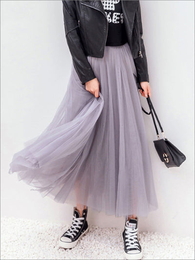 Womens Fashion Elastic High Waist Tulle Skirt - Womens Bottoms