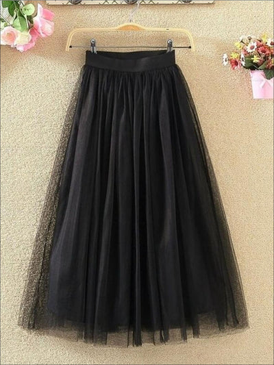 Womens Fashion Elastic High Waist Tulle Skirt - Black / XS - Womens Bottoms