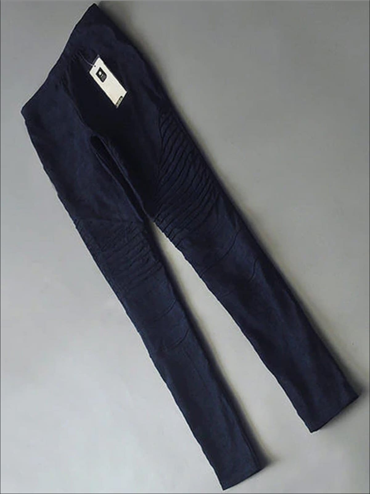 Womens Fashion Faux Suede Moto Pants - Blue / XS - Womens Bottoms