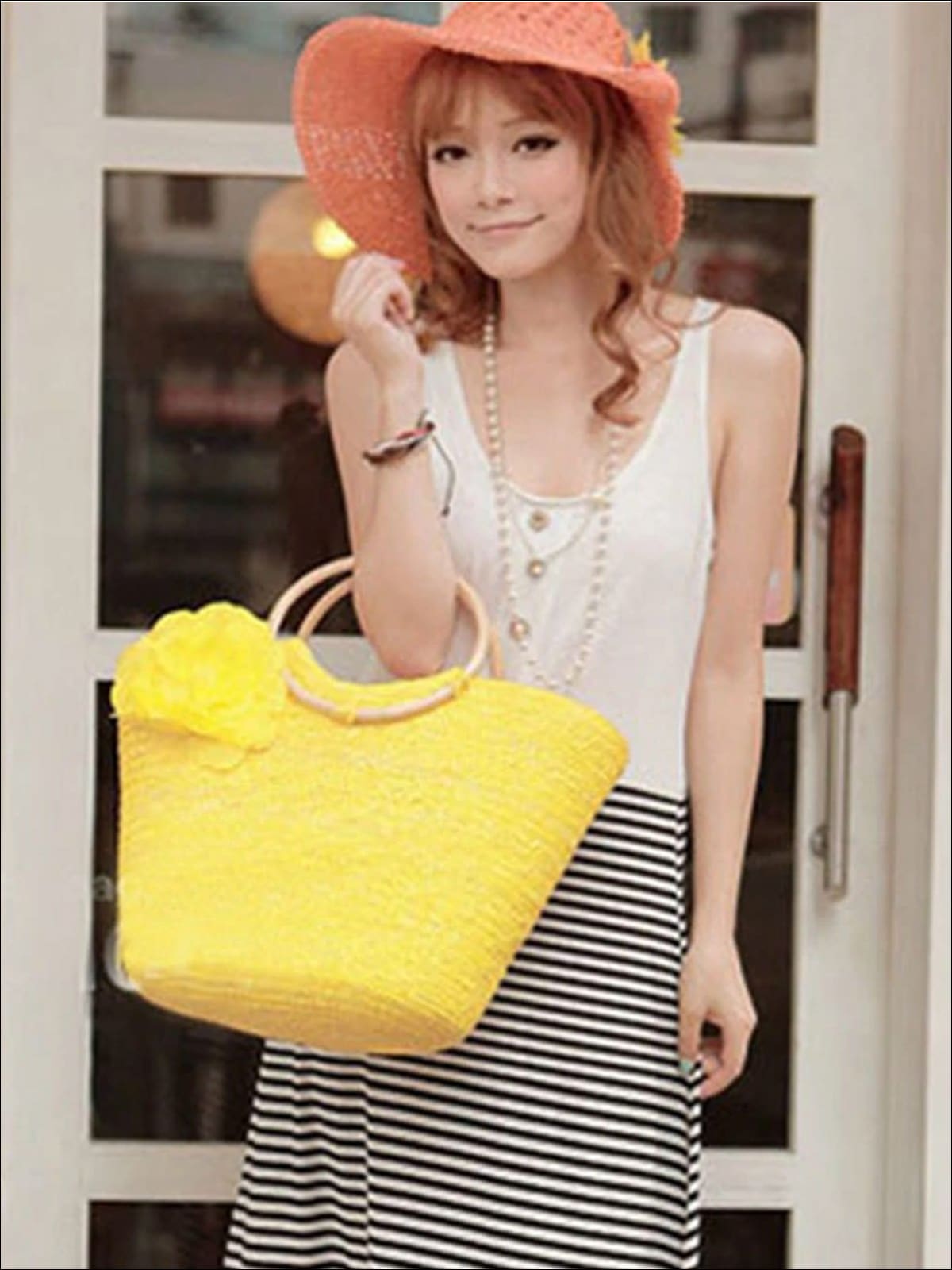 Womens Fashion Flower Embellished Bohemian Handbag - Womens Accessories