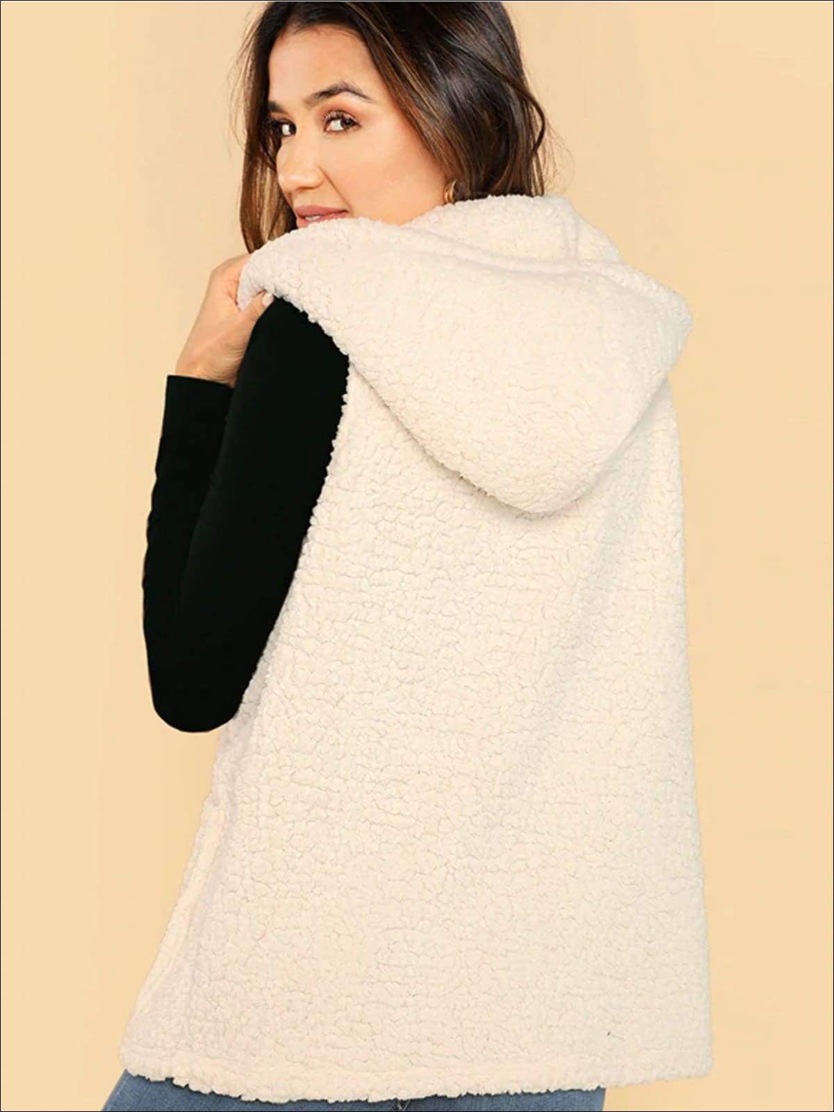 Womens Fashion Hooded Vest with Side Pockets - Womens Fall Outerwear