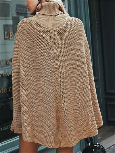 Womens Fashion Knit Casual Cloak Sweater - Womens Fall Outerwear