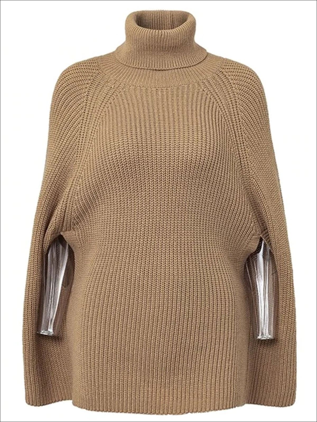Womens Fashion Knit Casual Cloak Sweater - Brown / One Size - Womens Fall Outerwear