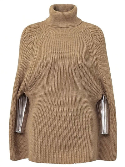Womens Fashion Knit Casual Cloak Sweater - Brown / One Size - Womens Fall Outerwear