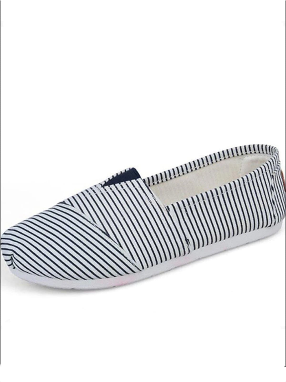 Womens Fashion Striped Canvas Shoes By Liv and Mia - Blue / 5.5 - Womens Flats