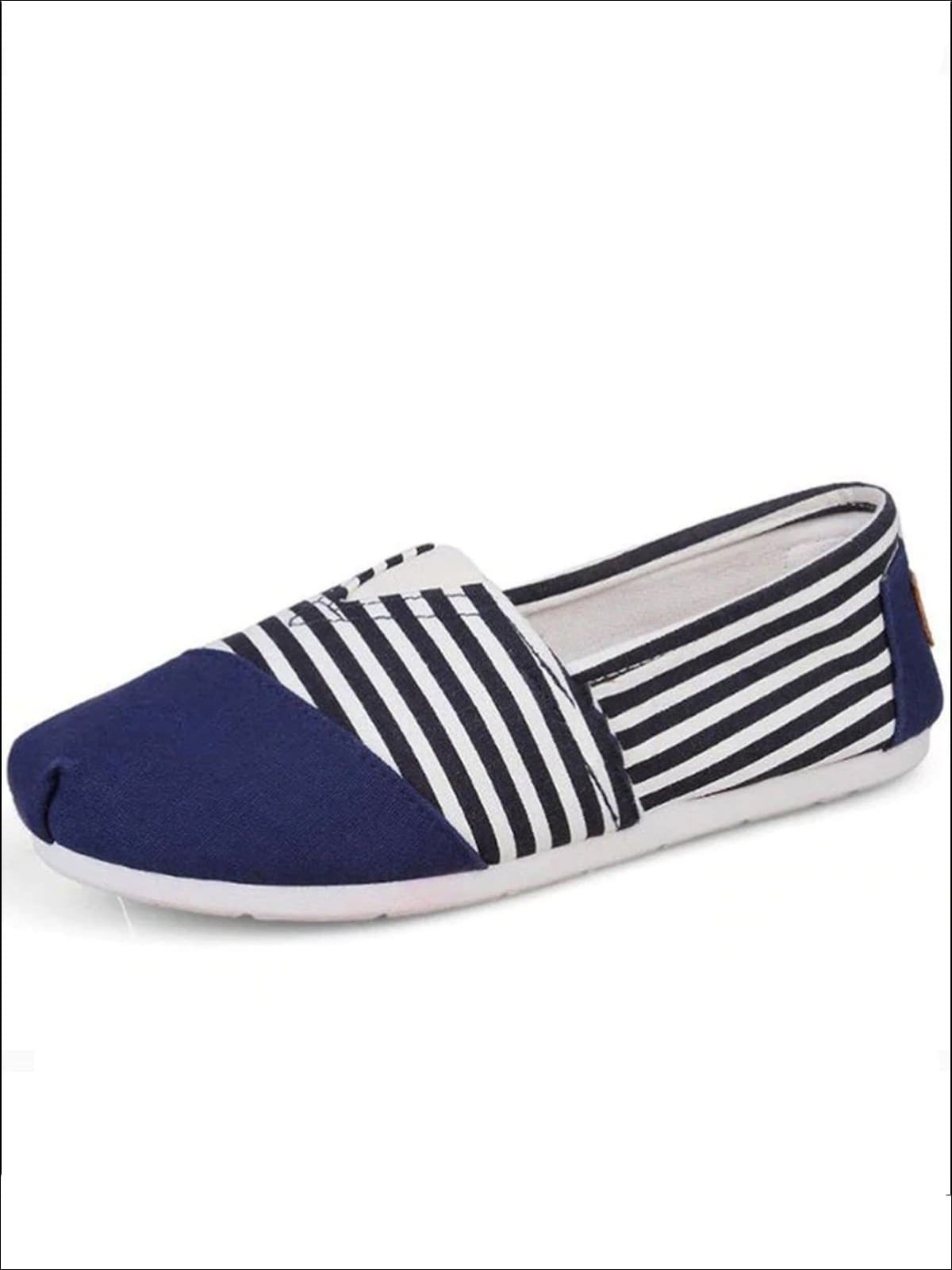 Womens Fashion Striped Canvas Shoes By Liv and Mia - Navy / 5.5 - Womens Flats