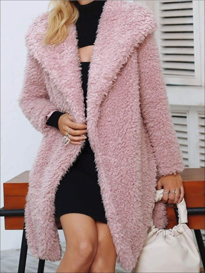 Womens Fashion Turn-Down Collar Faux Fur Coat - Womens Fall Outerwear