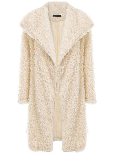 Womens Fashion Turn-Down Collar Faux Fur Coat - Beige / S - Womens Fall Outerwear