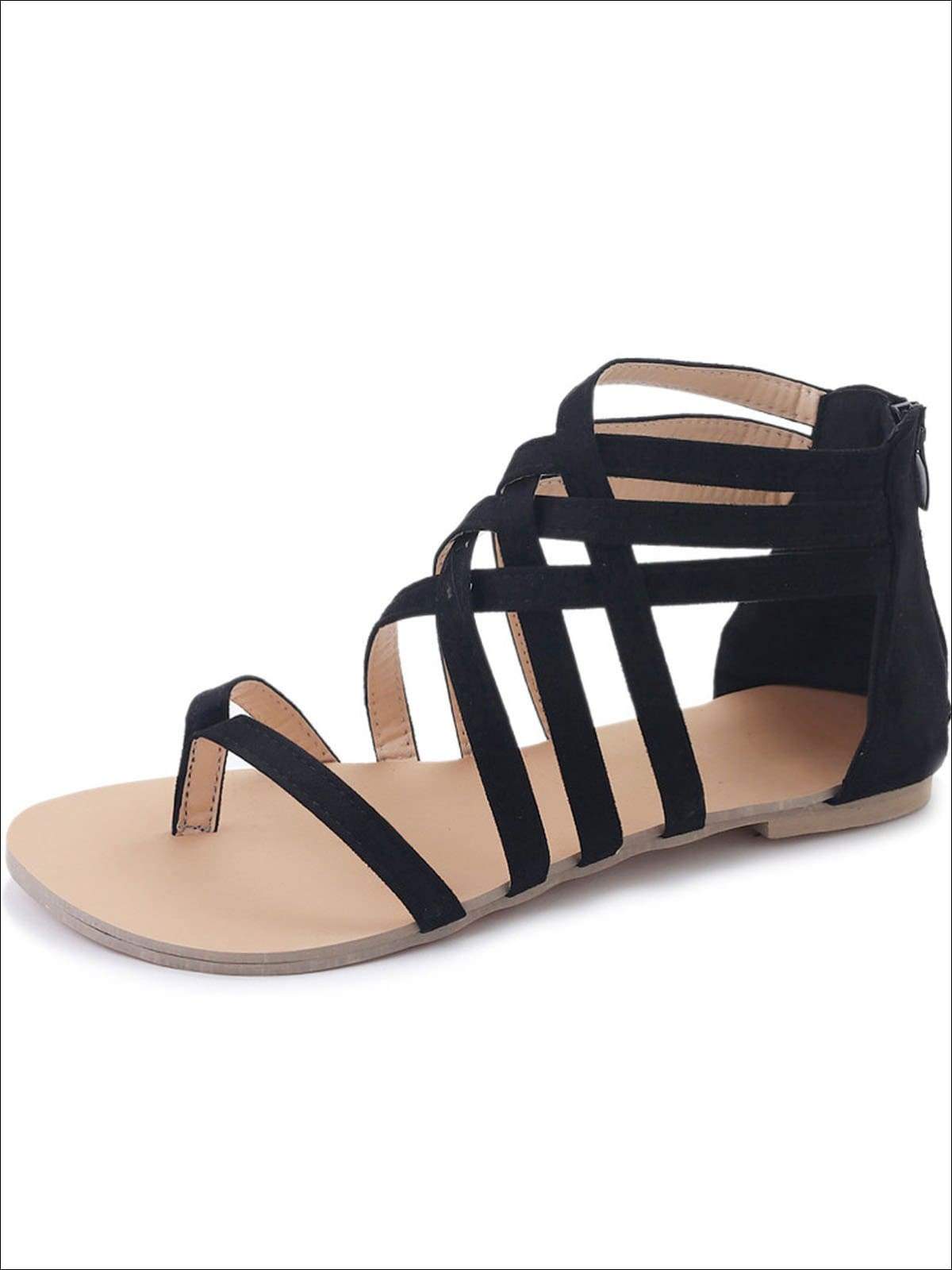 Womens Fashion Zip Back Gladiator Sandals - Womens Sandals