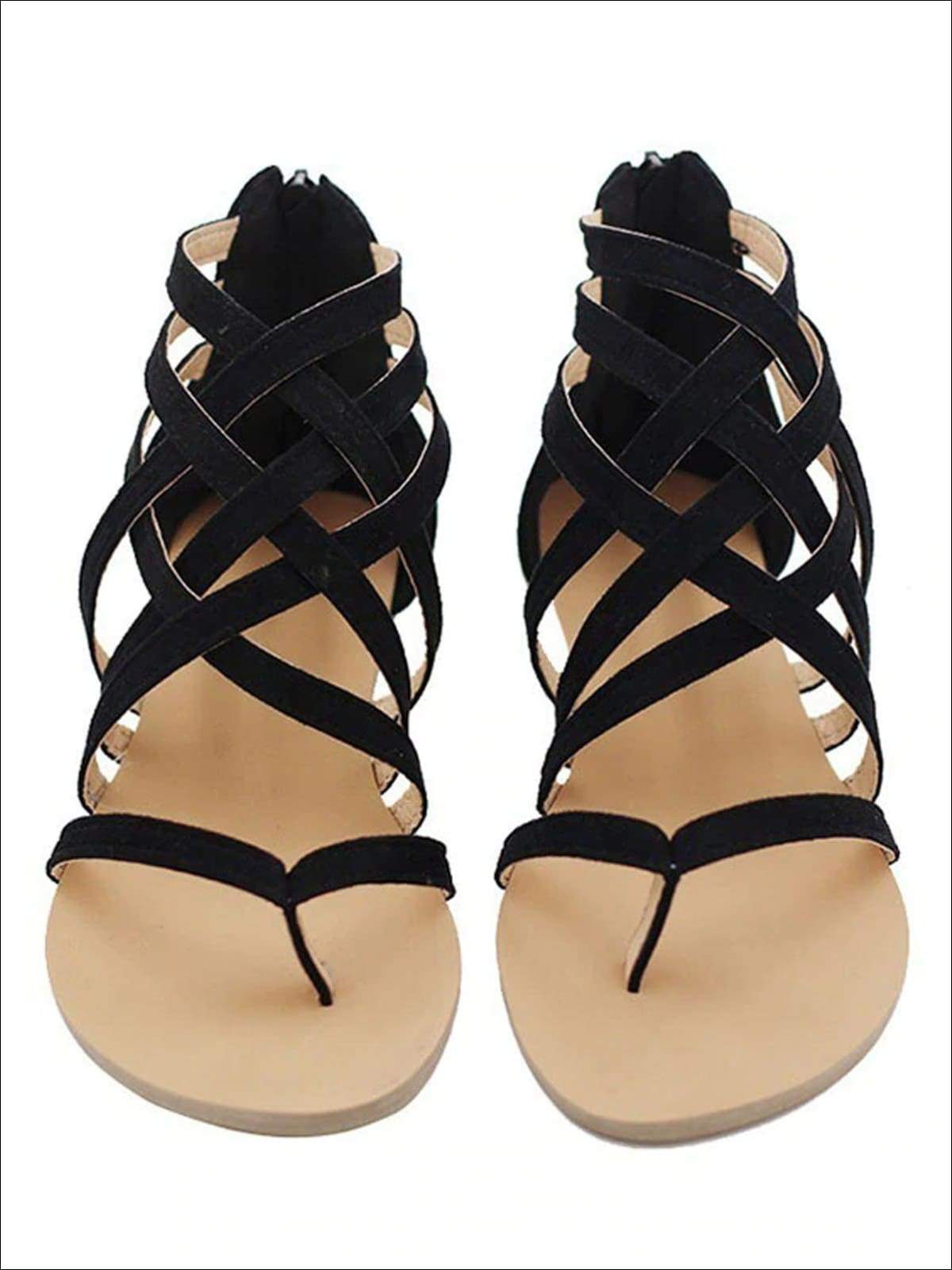 Womens Fashion Zip Back Gladiator Sandals - black / 4.5 - Womens Sandals