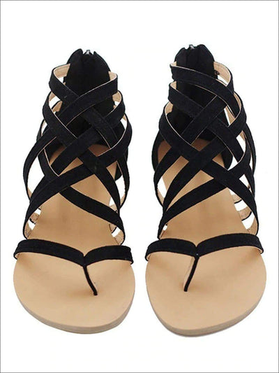 Womens Fashion Zip Back Gladiator Sandals - black / 4.5 - Womens Sandals