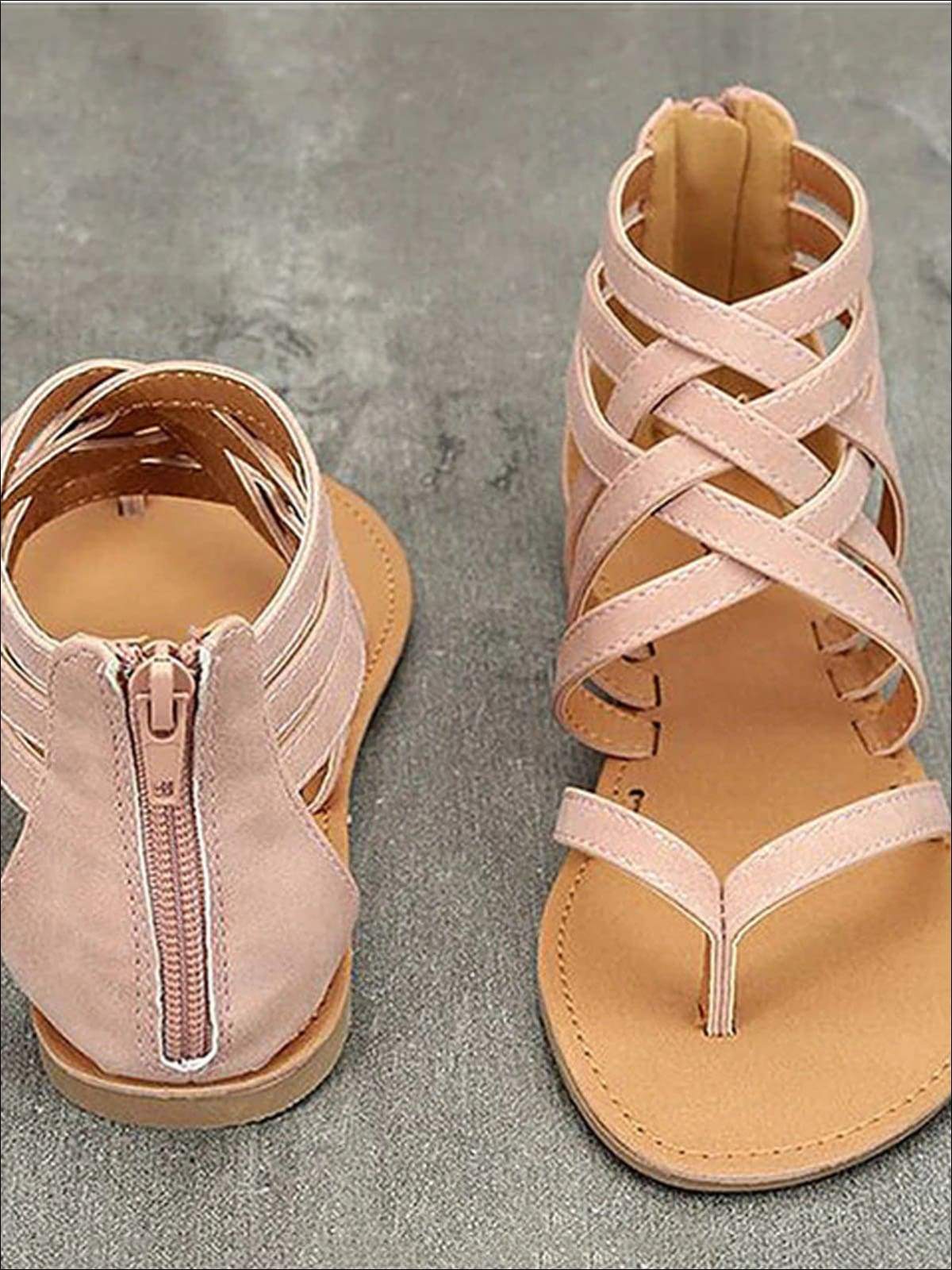 Womens Fashion Zip Back Gladiator Sandals - pink / 4.5 - Womens Sandals