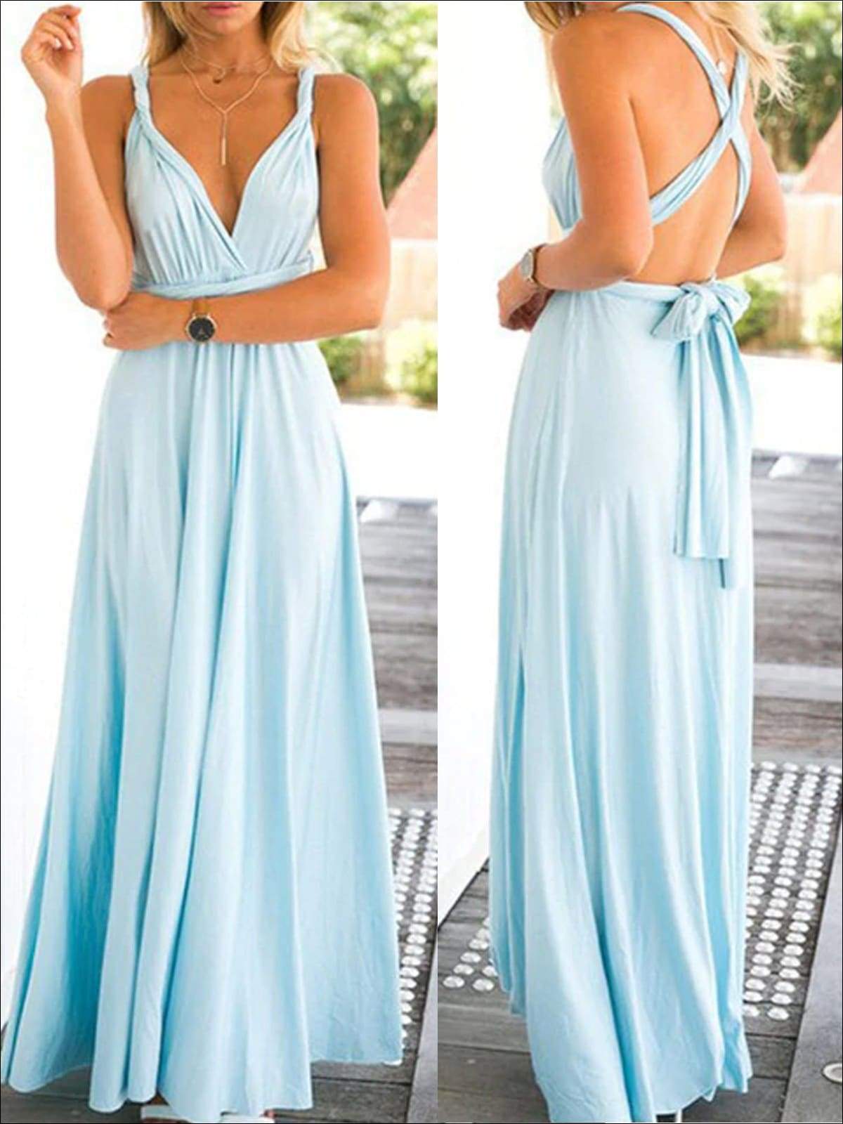 Womens Fit And Flare Infinity Convertible Wrap Dress (Multicolor Options) - Mint / S - Womens Dresses