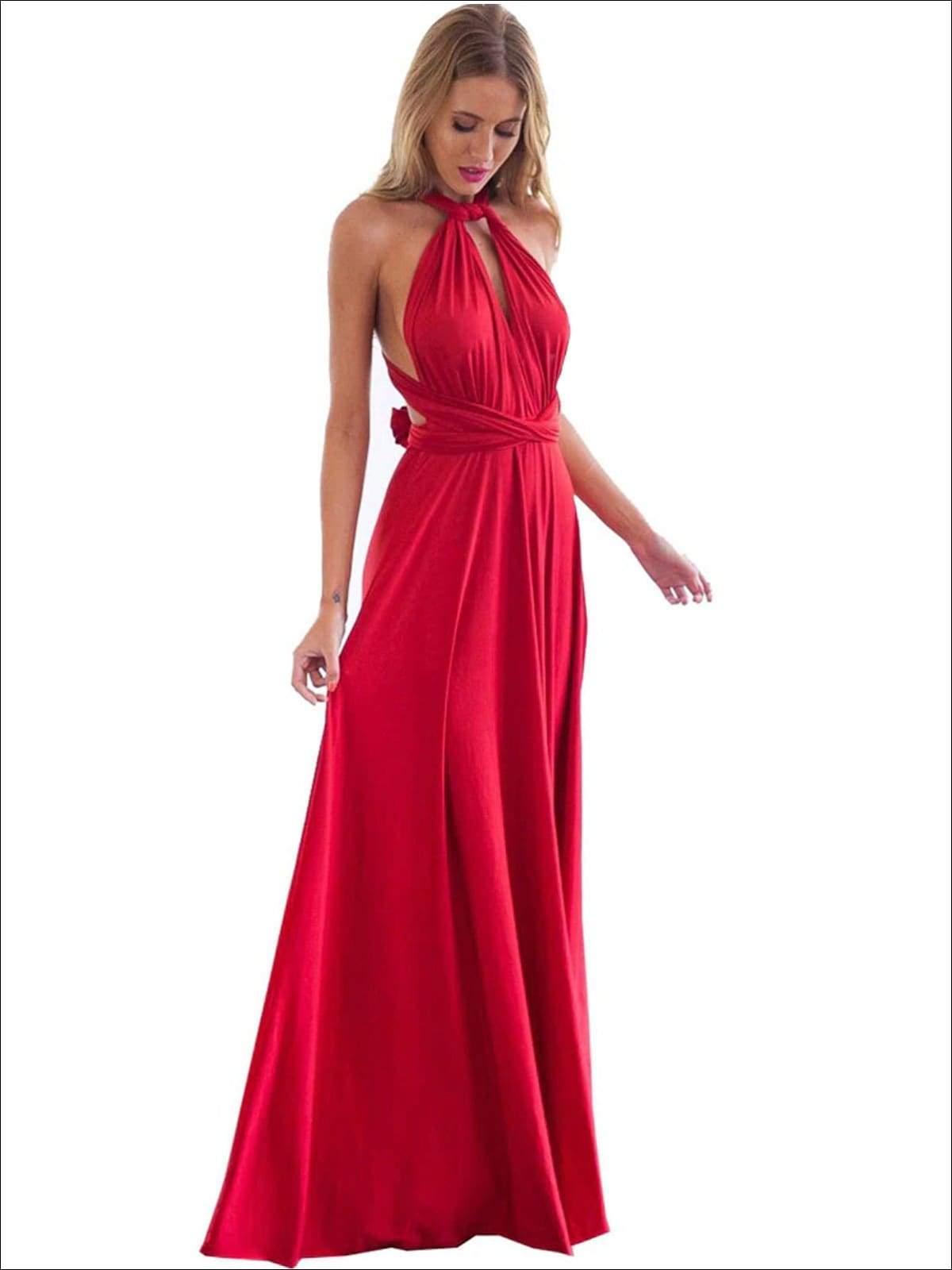 Womens Fit And Flare Infinity Convertible Wrap Dress (Multicolor Options) - Womens Dresses