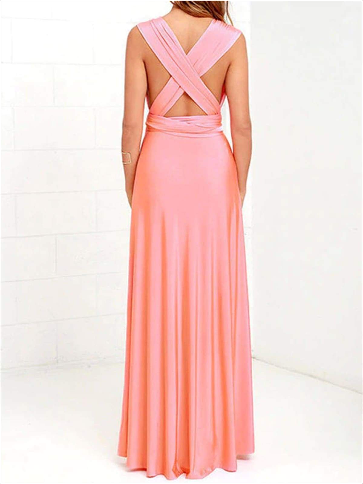 Womens Fit And Flare Infinity Convertible Wrap Dress (Multicolor Options) - Pink / S - Womens Dresses