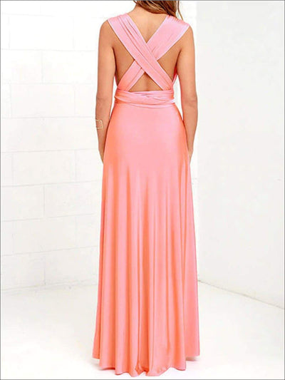 Womens Fit And Flare Infinity Convertible Wrap Dress (Multicolor Options) - Pink / S - Womens Dresses