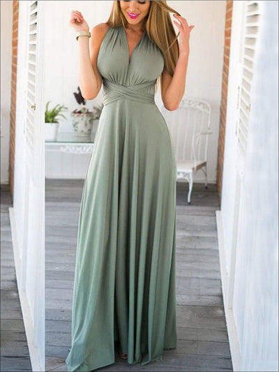 Womens Fit And Flare Infinity Convertible Wrap Dress (Multicolor Options) - Light Grey / L - Womens Dresses