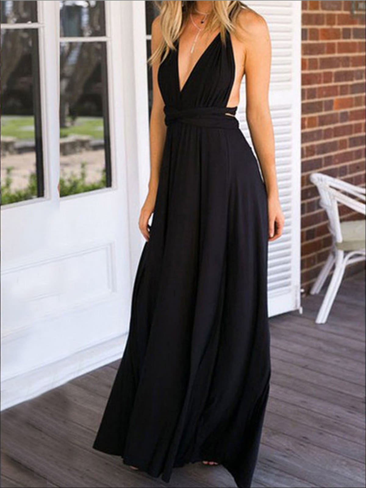 Womens Fit And Flare Infinity Convertible Wrap Dress (Multicolor Options) - Black / S - Womens Dresses