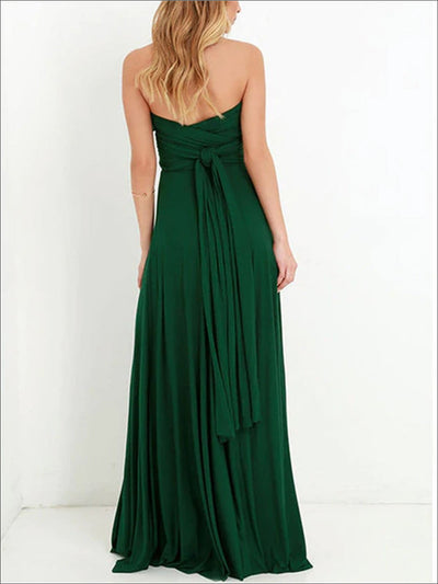 Womens Fit And Flare Infinity Convertible Wrap Dress (Multicolor Options) - Green / S - Womens Dresses