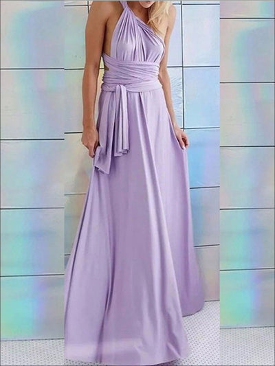 Womens Fit And Flare Infinity Convertible Wrap Dress (Multicolor Options) - Lavender / XL - Womens Dresses
