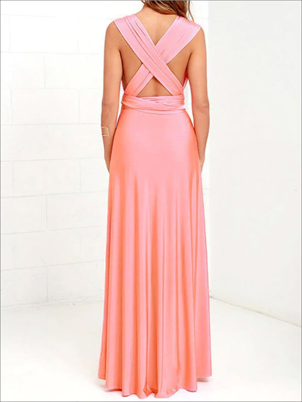 Womens Fit And Flare Infinity Convertible Wrap Dress (Multicolor Options) - Pink / S - Womens Dresses