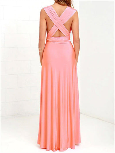 Womens Fit And Flare Infinity Convertible Wrap Dress (Multicolor Options) - Pink / S - Womens Dresses