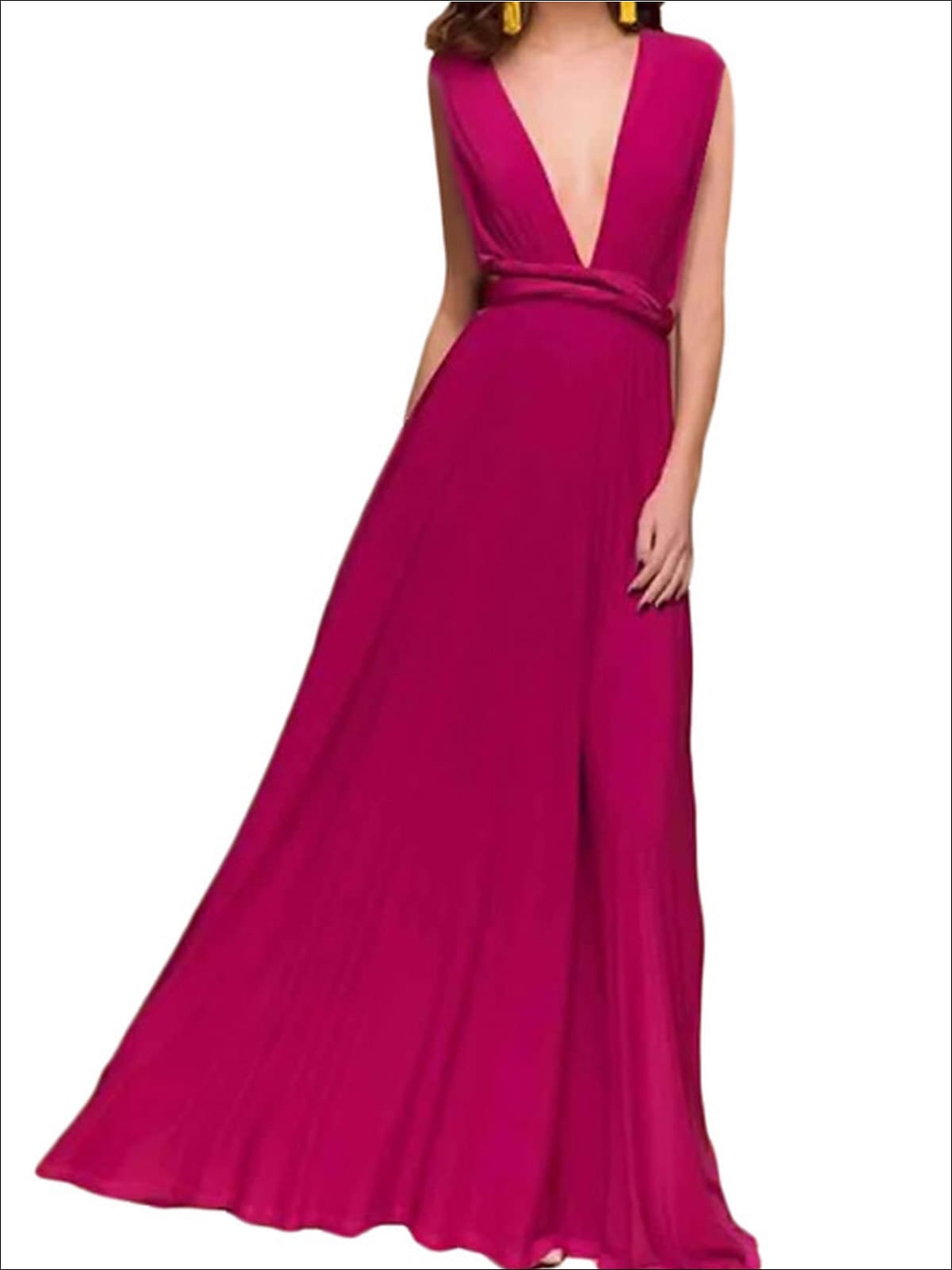 Womens Fit And Flare Infinity Convertible Wrap Dress (Multicolor Options) - Purple / L - Womens Dresses