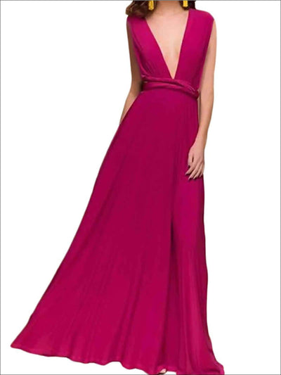 Womens Fit And Flare Infinity Convertible Wrap Dress (Multicolor Options) - Purple / L - Womens Dresses