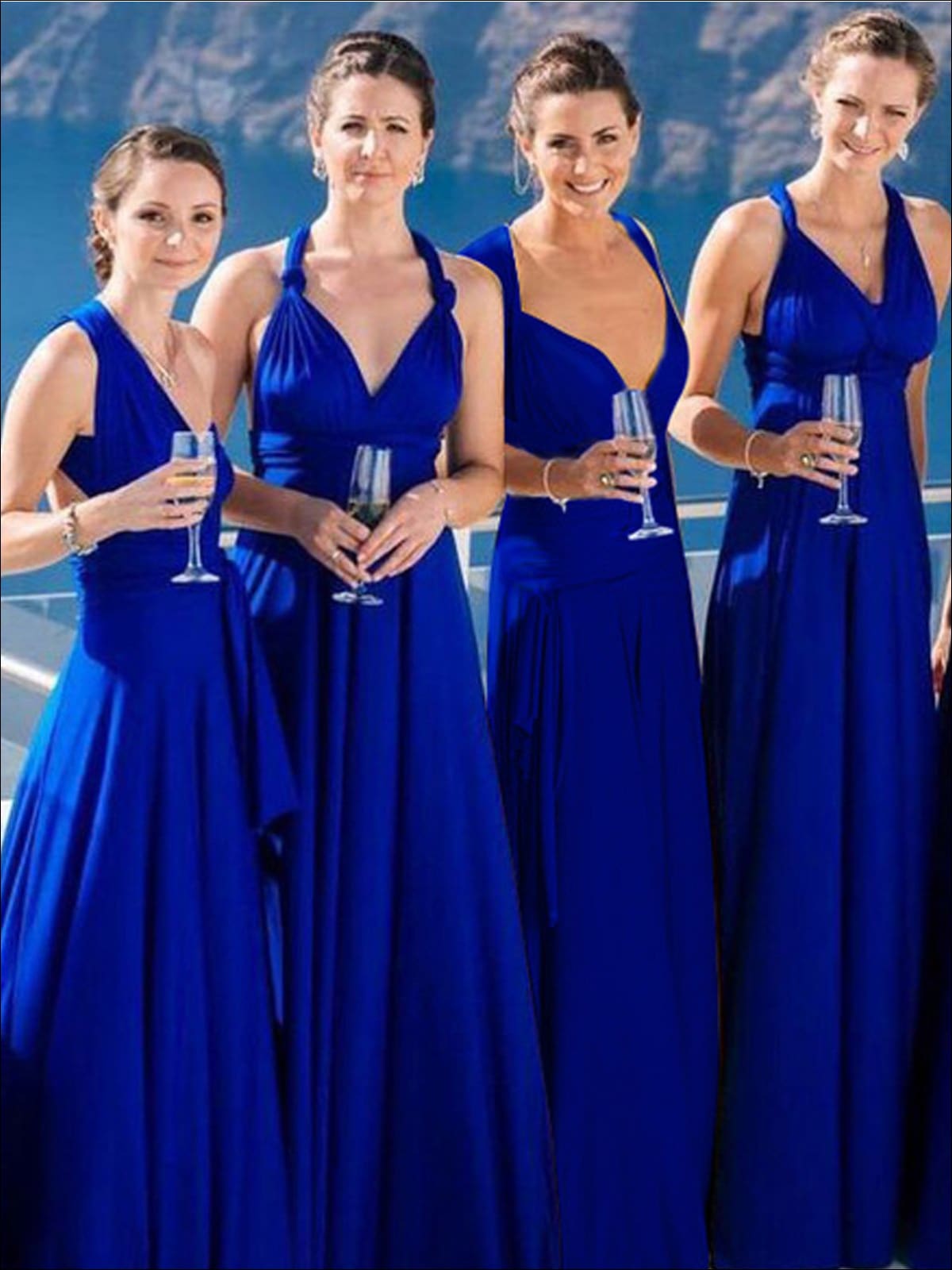 Womens Fit And Flare Infinity Convertible Wrap Dress (Multicolor Options) - Royal Blue / S - Womens Dresses