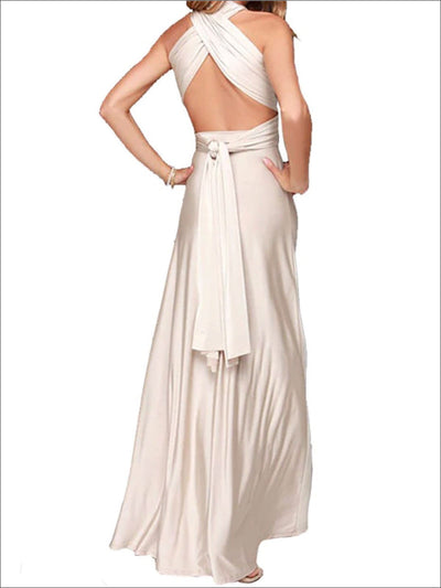 Womens Fit And Flare Infinity Convertible Wrap Dress (Multicolor Options) - White / S - Womens Dresses