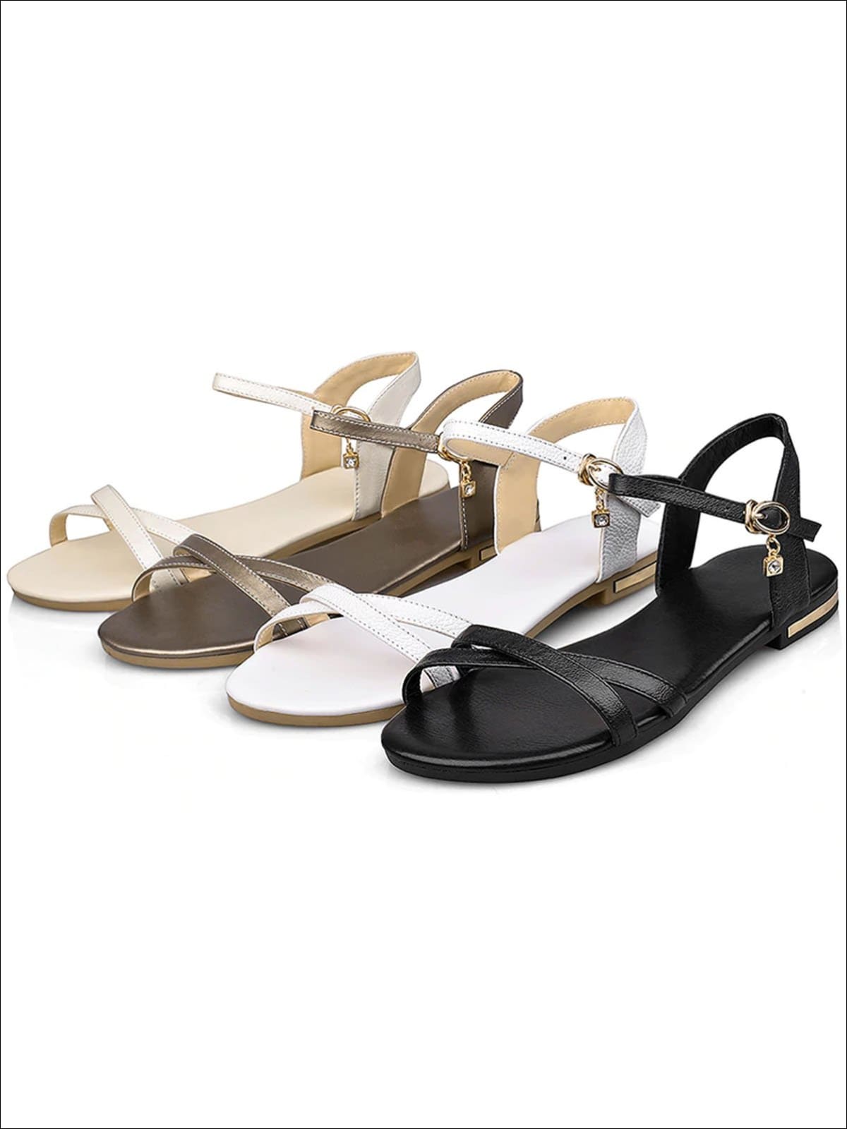 Womens Flat Chic Buckle Strap Sandals - Womens Sandals