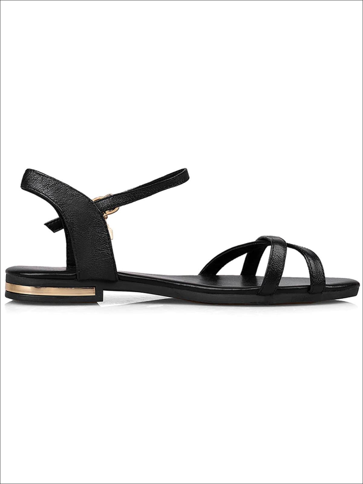 Womens Flat Chic Buckle Strap Sandals - Womens Sandals