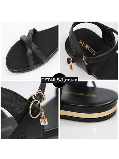 Womens Flat Chic Buckle Strap Sandals - Womens Sandals