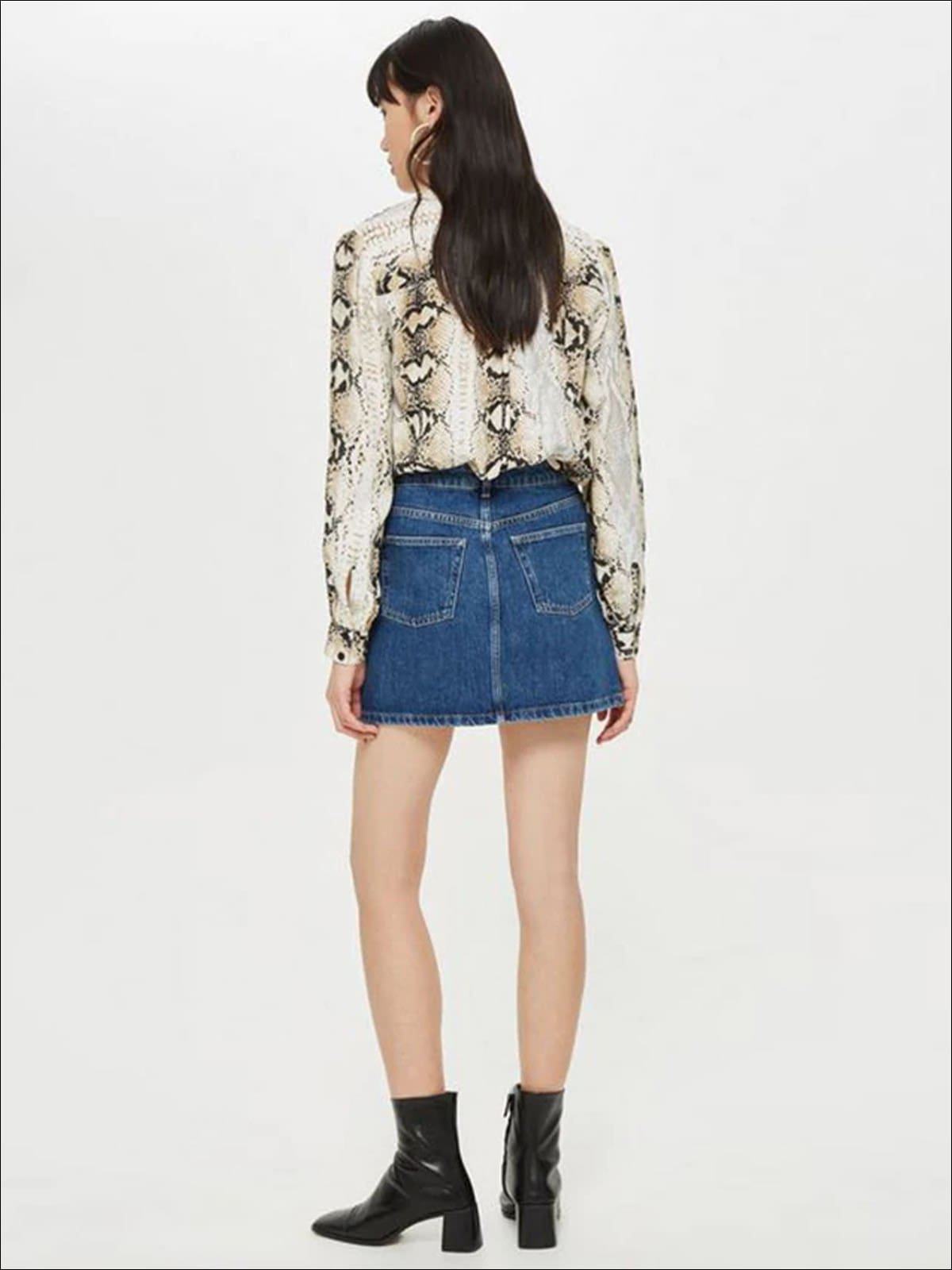 Womens Flat Collar Animal Print Button Down Blouse - Womens Tops