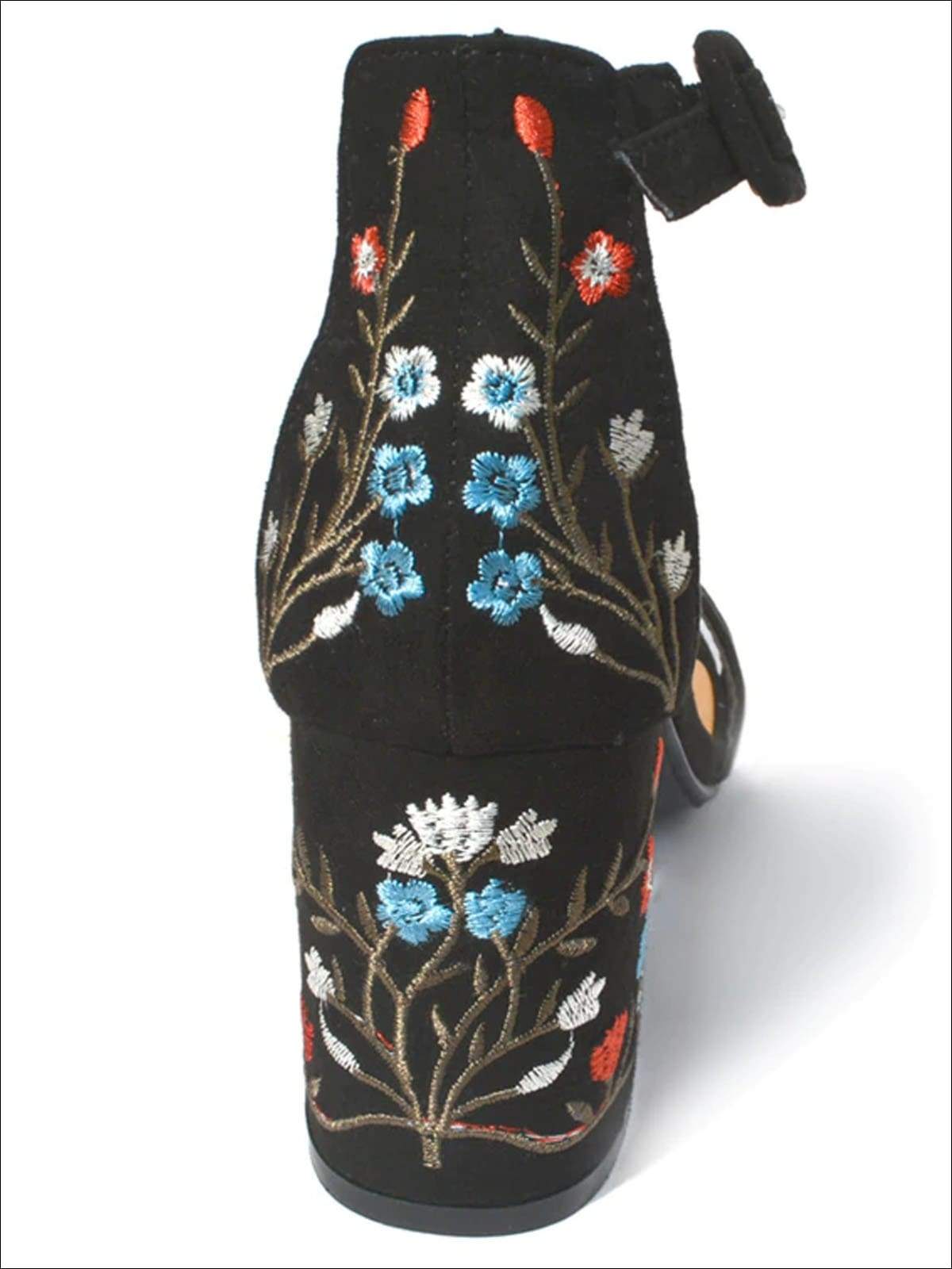 Womens Floral Embroidered Square Heel Fashion Sandals - Womens Sandals