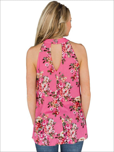 Women's Summer Tops | Floral Halter Neck Blouse - Mia Belle Girls