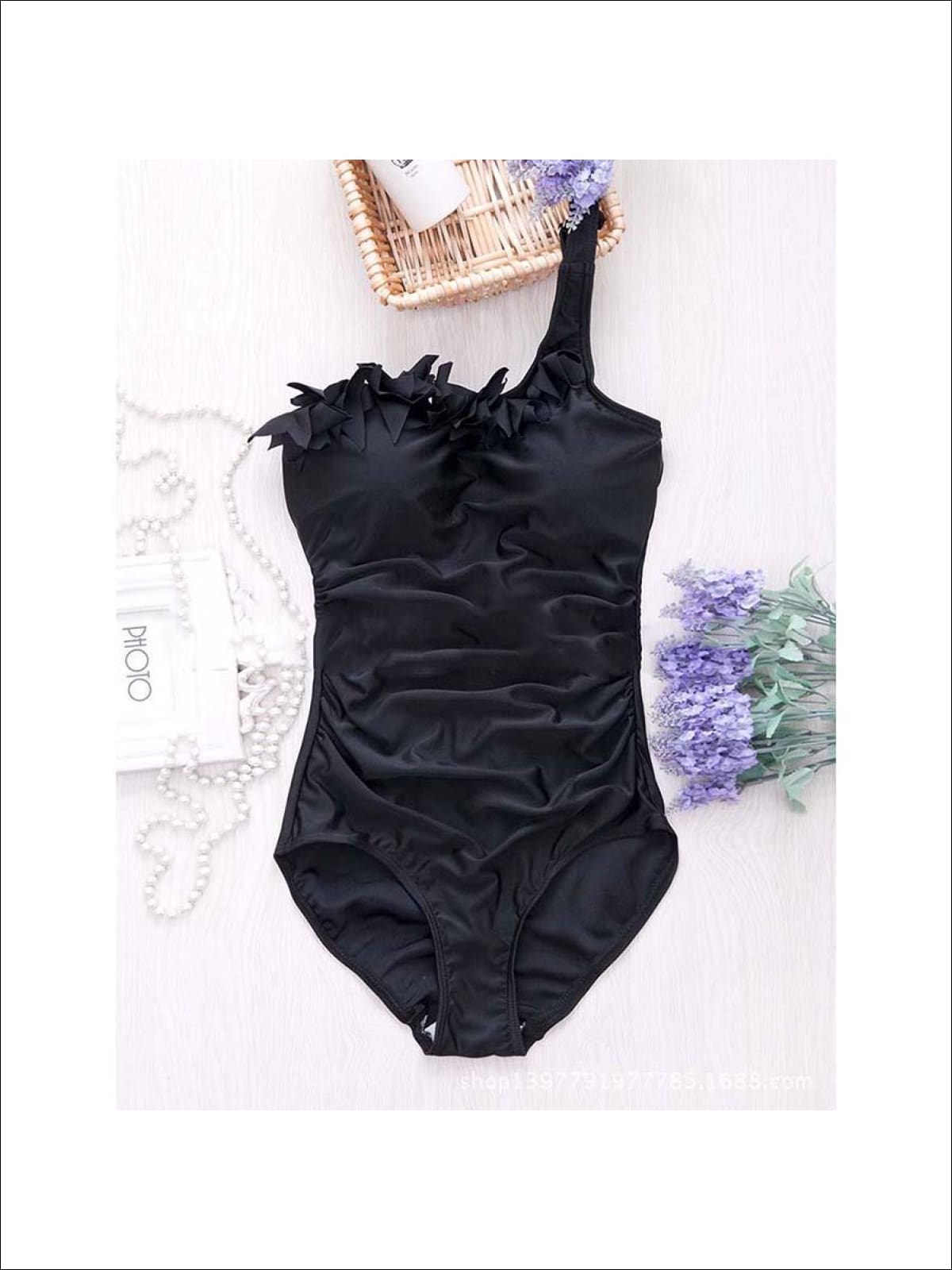 Womens Floral One Shoulder One Piece Swimsuit - Womens Swimsuit
