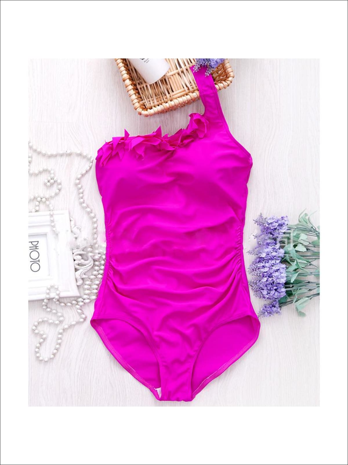 Womens Floral One Shoulder One Piece Swimsuit - Womens Swimsuit