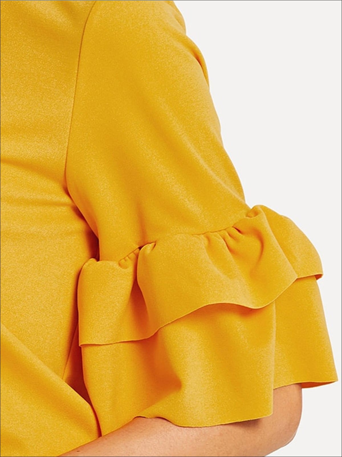 Womens Frill Neck Ruffled Sleeve Blouse - Womens Tops