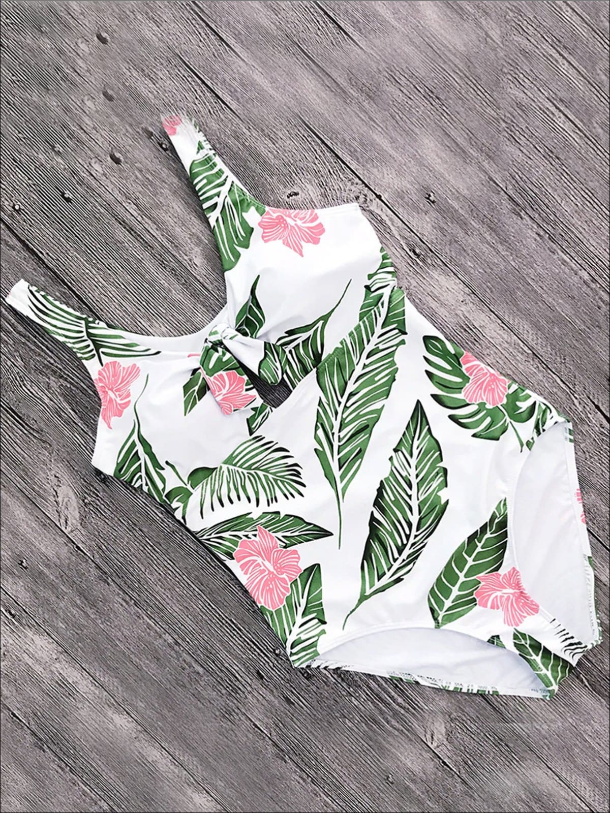 Womens Front Tie Knot Retro One Piece Swimsuit - Womens Swimsuit