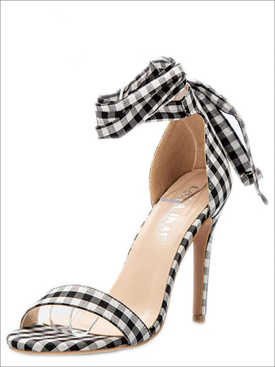 Womens Gingham Ankle Strap Open Toe Sandals - Womens Sandals