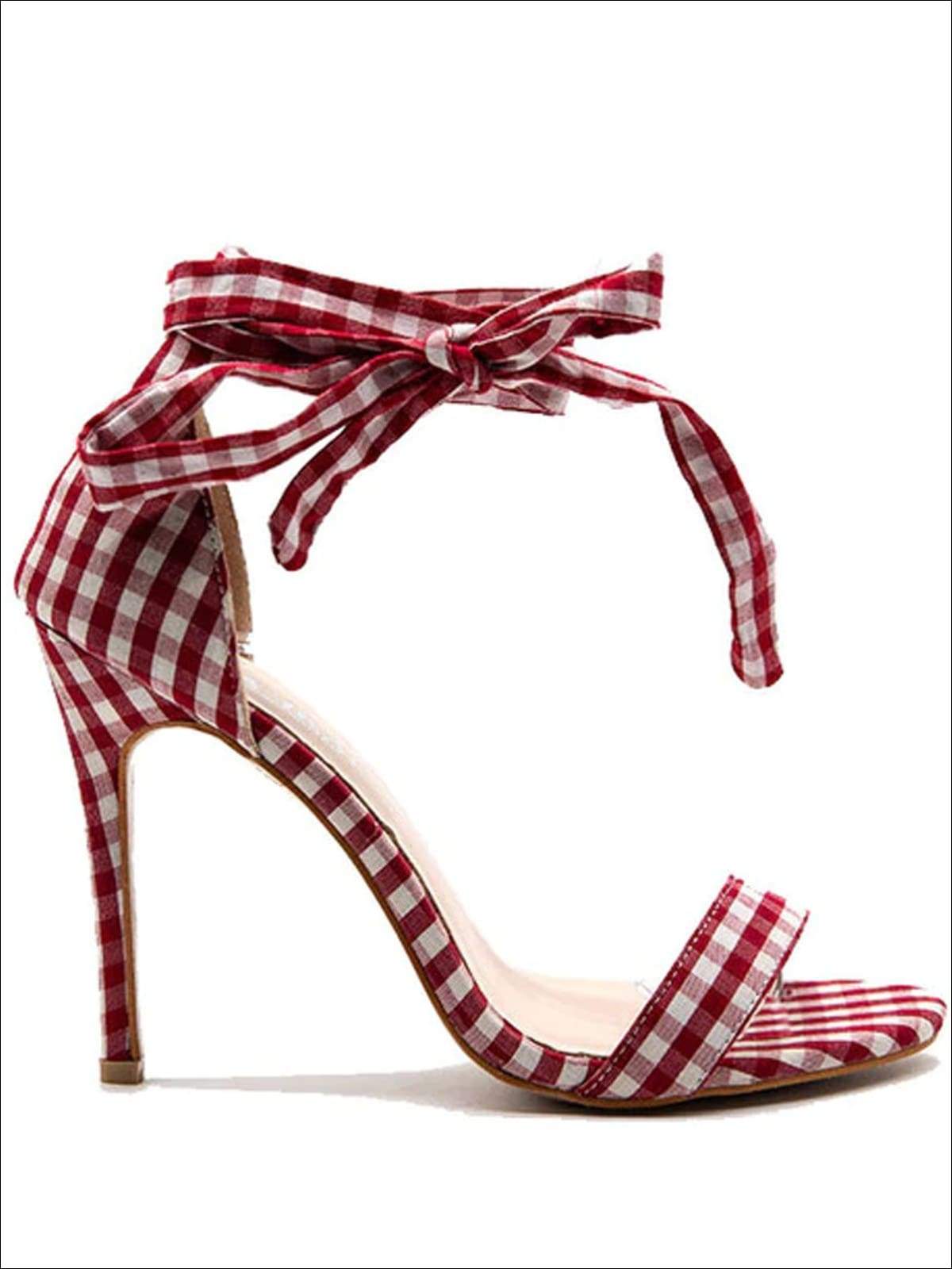 Womens Gingham Ankle Strap Open Toe Sandals - Womens Sandals