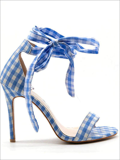 Womens Gingham Ankle Strap Open Toe Sandals - Womens Sandals