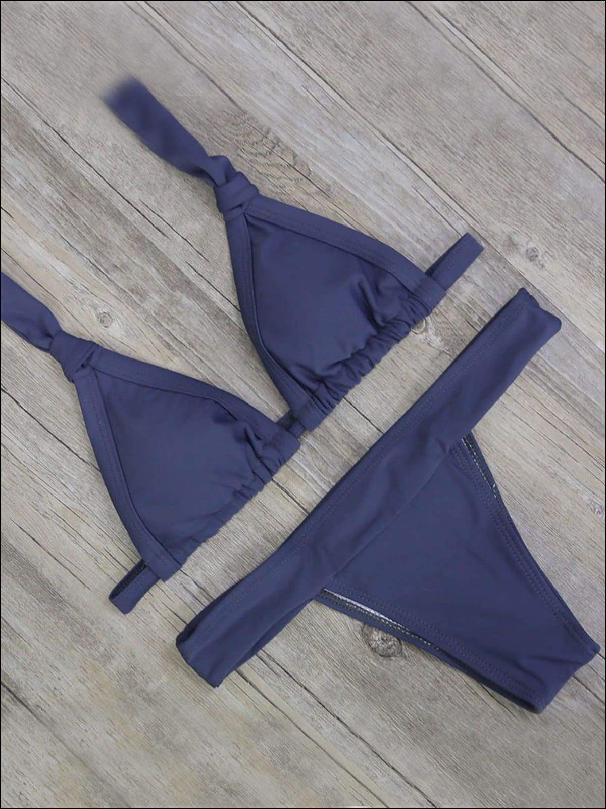 Womens Halter Low Waist Two Piece Swimsuit - Blue / S - Womens Swimsuit