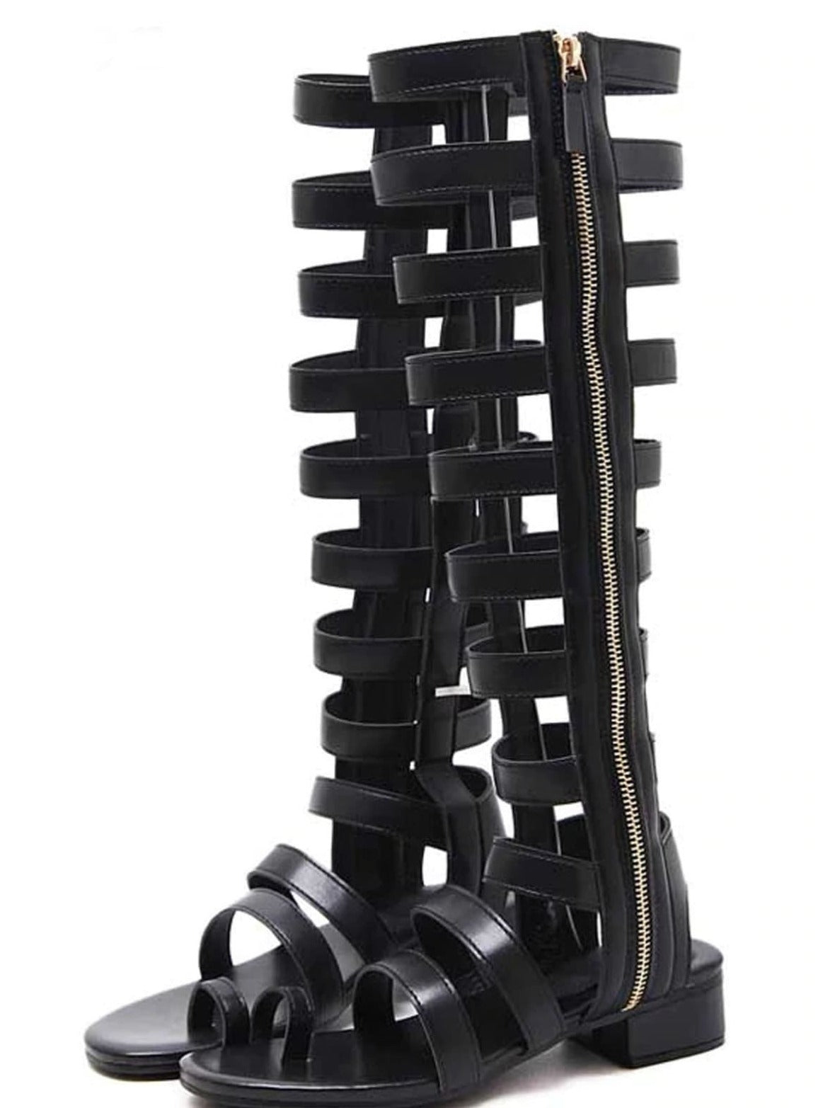Womens Knee High Gladiator Sandals - Black / 4 - Womens Sandals