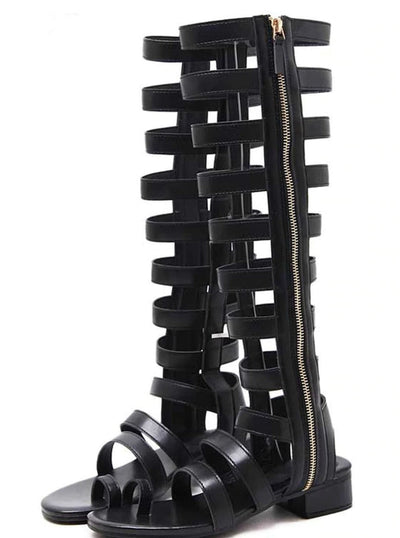 Womens Knee High Gladiator Sandals - Black / 4 - Womens Sandals
