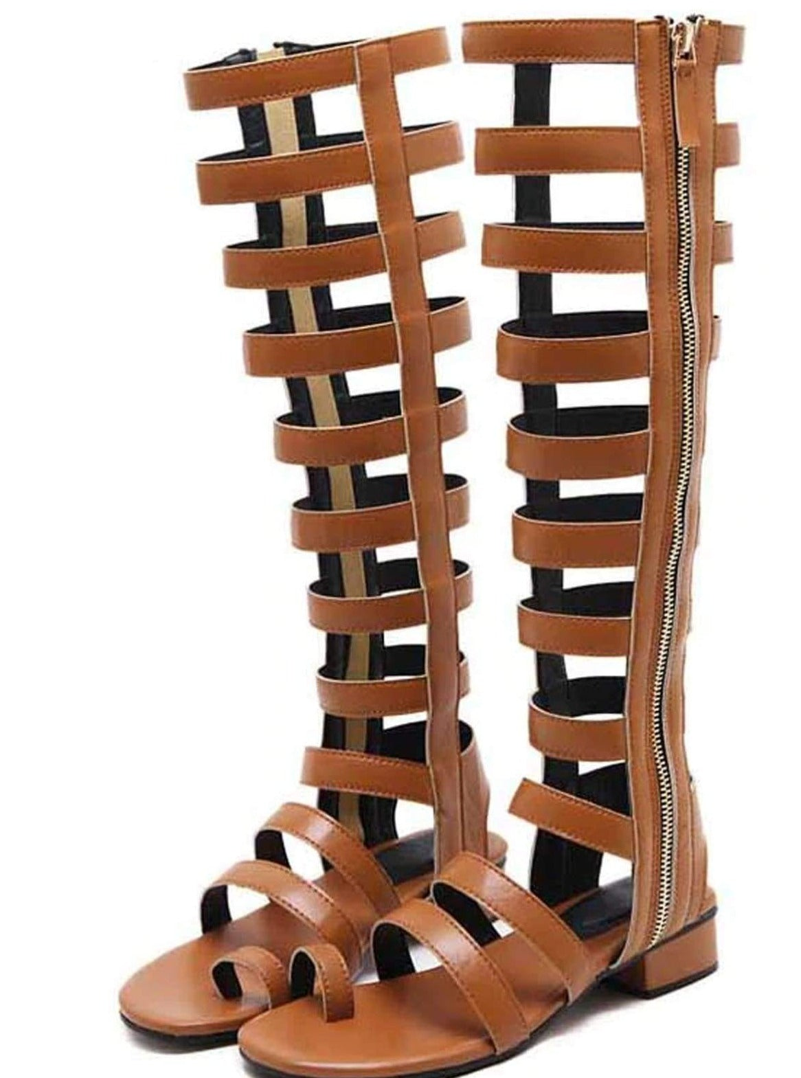 Womens Knee High Gladiator Sandals - Brown / 4 - Womens Sandals